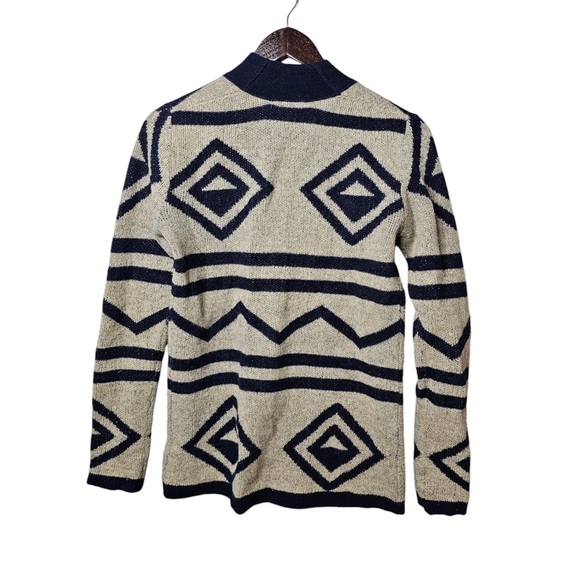 Toad & Co 100% Lambs Wool Cardigan Cream & Navy Warm Sweater - Picture 6 of 6